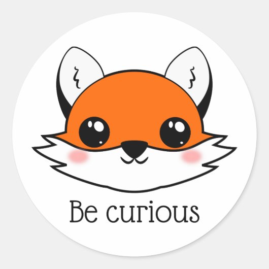 Cute Fox Face is nieuwsgierig Ronde Sticker (Voorkant)