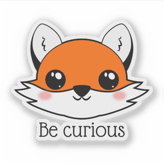 Cute Fox Face is nieuwsgierig Sticker (Voorkant)