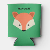 Cute Fox Face on Green Personalized Blikjeskoeler (Voorkant)