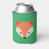 Cute Fox Face on Green Personalized Blikjeskoeler (Blikje Achterkant)