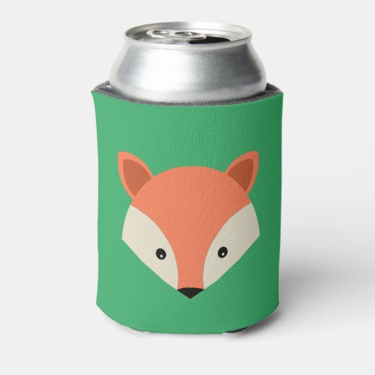 Cute Fox Face on Green Personalized Blikjeskoeler (Blikje Achterkant)