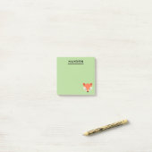 Cute Fox Face on Green Personalized Post-it® Notes (Op bureau)