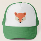 Cute Fox Face on Green Trucker Pet (Voorkant)