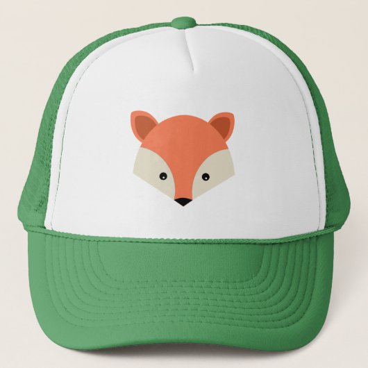 Cute Fox Face on Green Trucker Pet (Voorkant)
