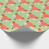 Cute Fox face Pattern on Green Cadeaupapier (Hoek)