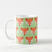 Cute Fox Face Pattern on Green Koffiemok (Links)
