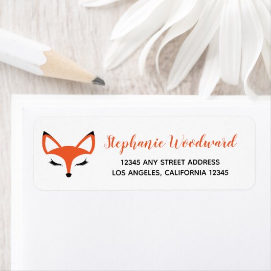 Cute Fox Face Script Return Address Label (Insitu)