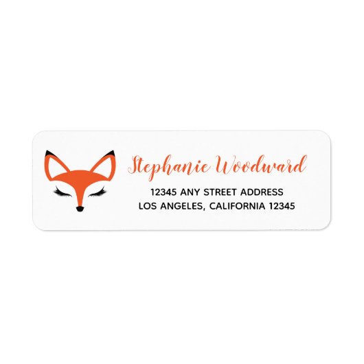 Cute Fox Face Script Return Address Label (Voorkant)
