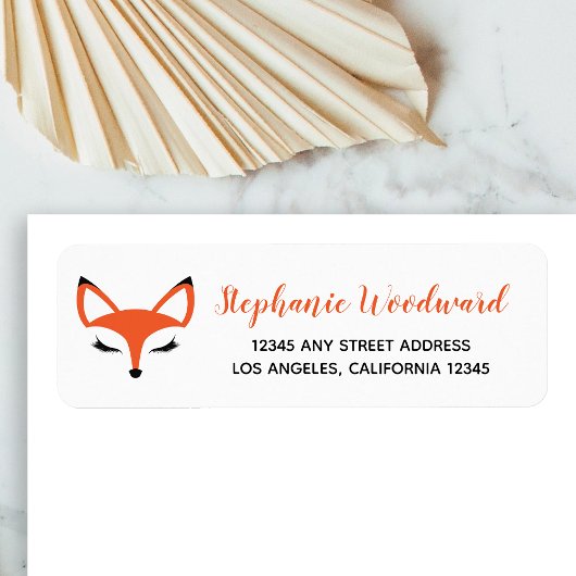 Cute Fox Face Script Return Address Label