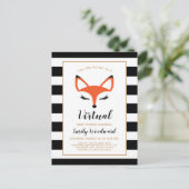 Cute Fox Face Virtual Baby shower Invitation Briefkaart (Staand voorkant)