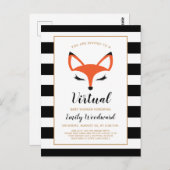 Cute Fox Face Virtual Baby shower Invitation Briefkaart (Voorkant / Achterkant)