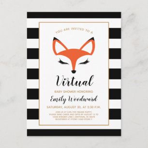 Cute Fox Face Virtual Baby shower Invitation Briefkaart