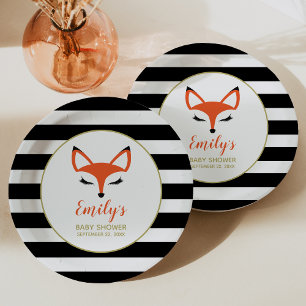 Cute Fox Face Woodland Baby shower Papieren Bordje