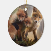 Cute Fox Family Keramisch Ornament (Links)