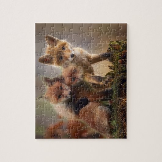 Cute Fox Family Legpuzzel (Verticaal)