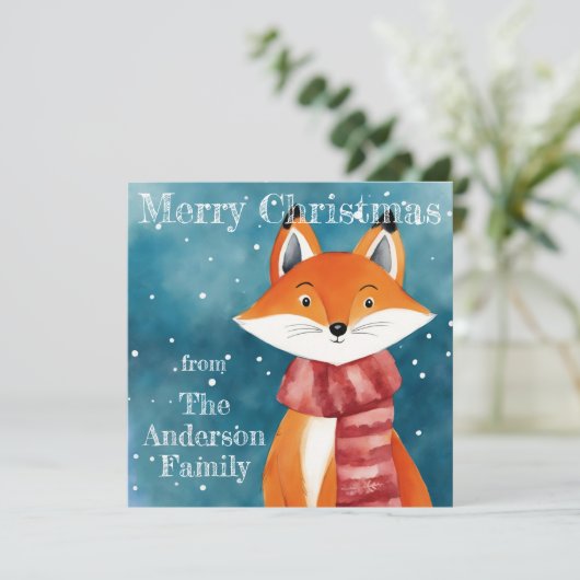Cute Fox Feestdagenkaart (Staand voorkant)