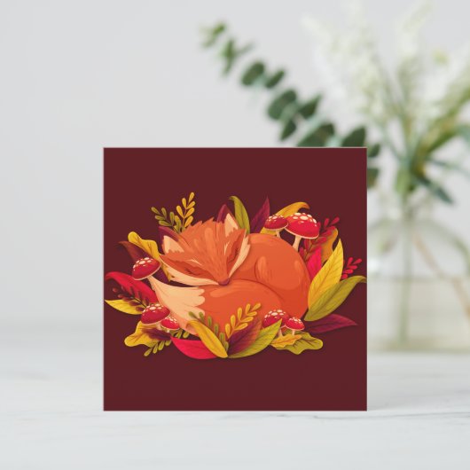 Cute Fox Feestdagenkaart (Staand voorkant)