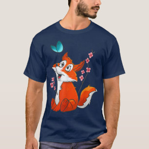Cute Fox & Flower Graphics Japanse Cherry Blossom T-shirt