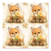 Cute Fox Flower Pattern Wallpaper Nursery Behang (Voorkant)
