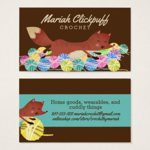 Cute fox garen breien haakwerk visitekaartje