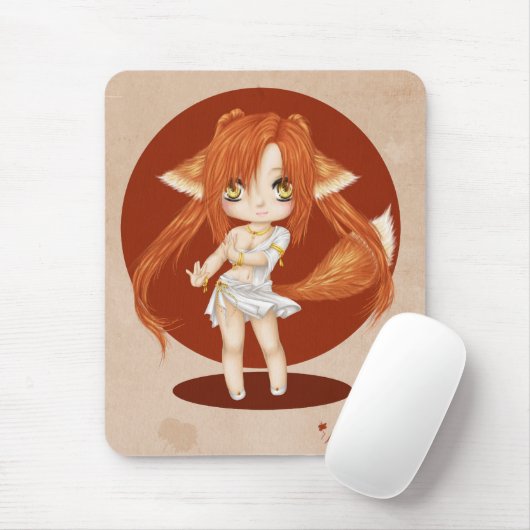 Cute Fox Girl Mousepad Muismat (Met muis)