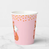 Cute Fox & Golden Confetti op Roze Papieren Bekers (Links)