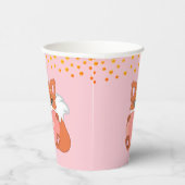 Cute Fox & Golden Confetti op Roze Papieren Bekers (Rechts)