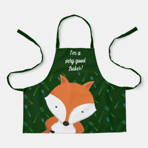 Cute Fox Green Baker Apron Schort