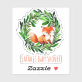 Cute Fox Greenery Waterverf Woodland Baby shower Sticker (Vel)