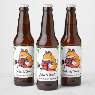 Cute Fox Hartelijk dank Baby shower Bier Etiket