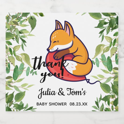 Cute Fox Hartelijk dank Baby shower Bier Etiket (Enkel label)