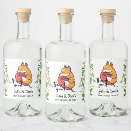 Cute Fox Hartelijk dank Baby shower Likeurfles Etiket