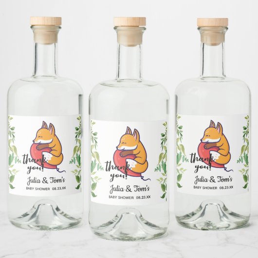 Cute Fox Hartelijk dank Baby shower Likeurfles Etiket (Flessen)