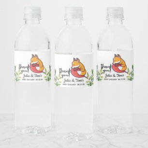 Cute Fox Hartelijk dank Baby shower Waterfles Etiket