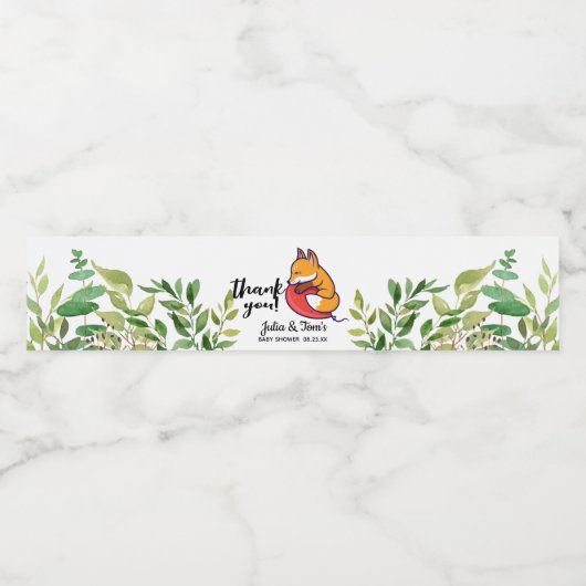 Cute Fox Hartelijk dank Baby shower Waterfles Etiket (Enkel label)