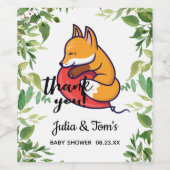 Cute Fox Hartelijk dank Baby shower Wijn Etiket (Enkel label)