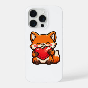 Cute Fox Heart iPhone Hoesje – Kawaii Vos 15 Pro Case