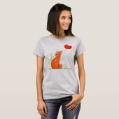 Cute Fox Holding voor een hartballon T-shirt (Voorkant volledig)