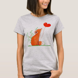 Cute Fox Holding voor een hartballon T-shirt