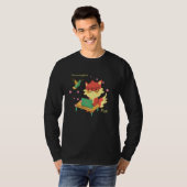 Cute Fox & Hummingbird Sakura Blossom Flower Studi T-shirt (Voorkant volledig)