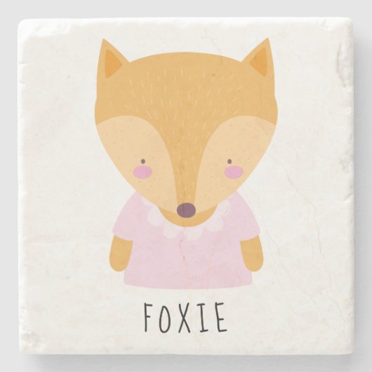 Cute Fox Illustratie - Stenen Onderzetter (Voorkant)