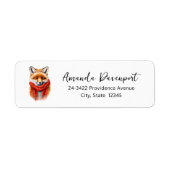 Cute Fox in a Red Scarf Autumn Image Address Etiket (Voorkant)