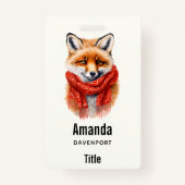 Cute Fox in a Red Scarf Autumn Image Badge (Voorkant)