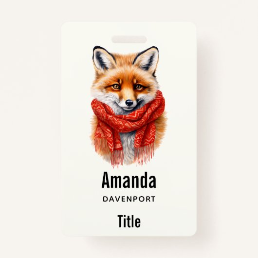 Cute Fox in a Red Scarf Autumn Image Badge (Voorkant)