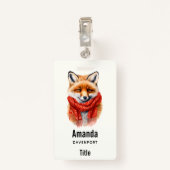 Cute Fox in a Red Scarf Autumn Image Badge (Achterkant met clip)