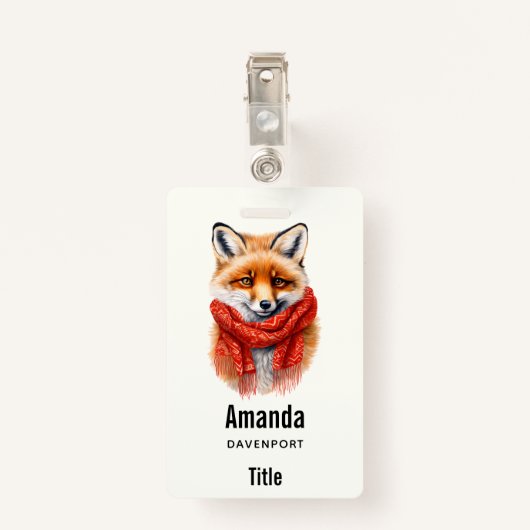 Cute Fox in a Red Scarf Autumn Image Badge (Achterkant met clip)