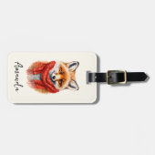 Cute Fox in a Red Scarf Autumn Image Bagagelabel (Voorkant horizontaal)