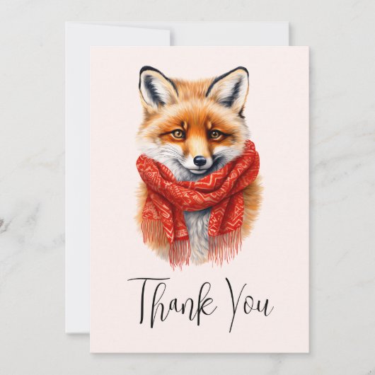 Cute Fox in a Red Scarf Autumn Image Bedankkaart (Voorkant)