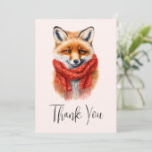 Cute Fox in a Red Scarf Autumn Image Bedankkaart (Staand voorkant)