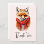 Cute Fox in a Red Scarf Autumn Image Bedankkaart (Voorkant / Achterkant)